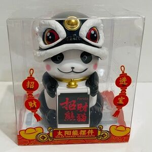 Solar Powered panda With Dragon Dancing Hat,4”